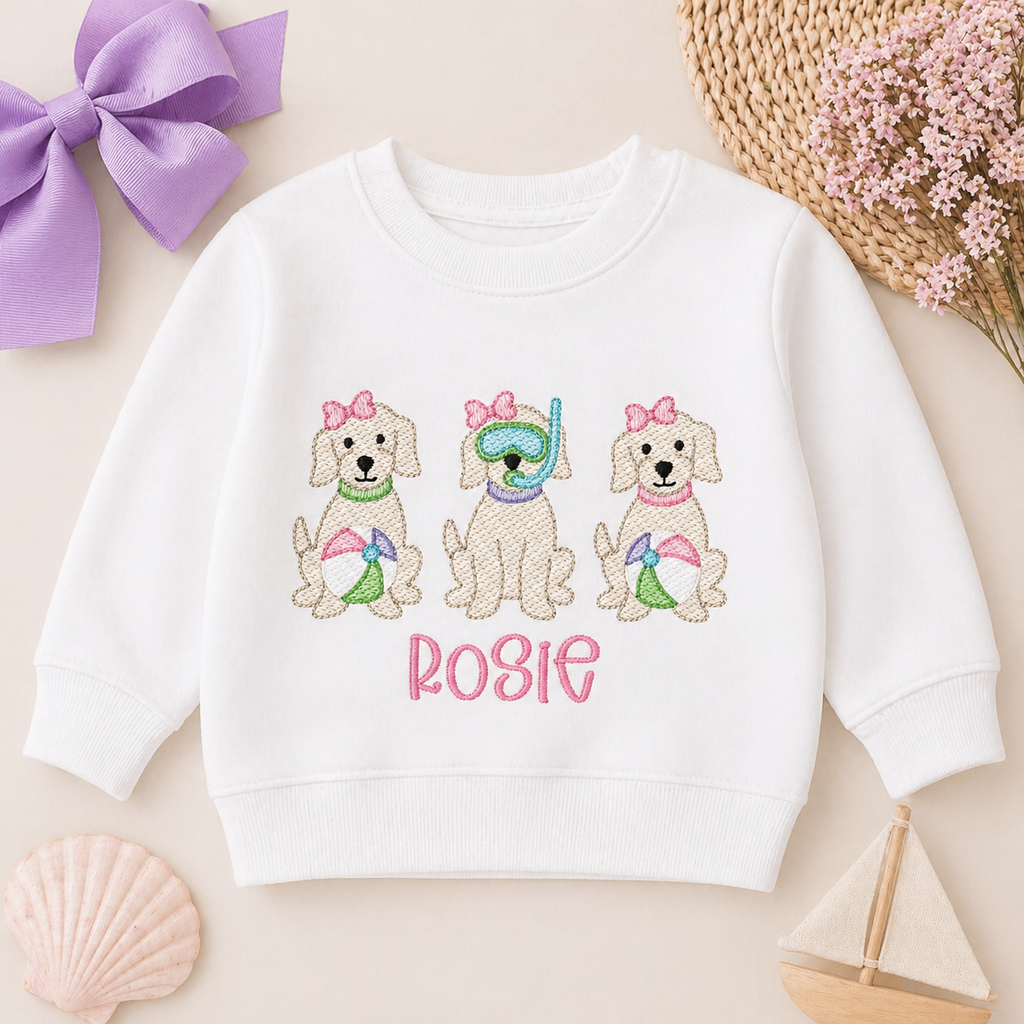 Pool Puppy Trio Crewneck-Custom Name